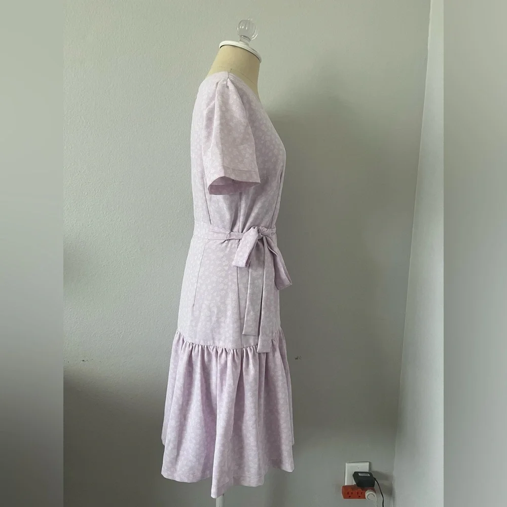 French Connection Mono Armoise Lavender Floral Wrap Mini Dress - Picture 9 of 13